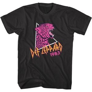 Def Leppard Pink Leopard 83 T Shirt Rock Band Concert Tour Merch